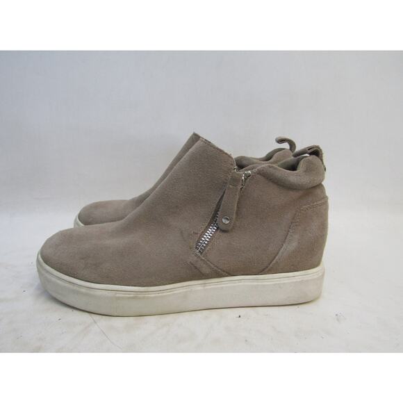 Steve Madden Womens Sz 8 M Brown Suede Hidden Wedge Zip Ankle Boot Bootie - Picture 1 of 10